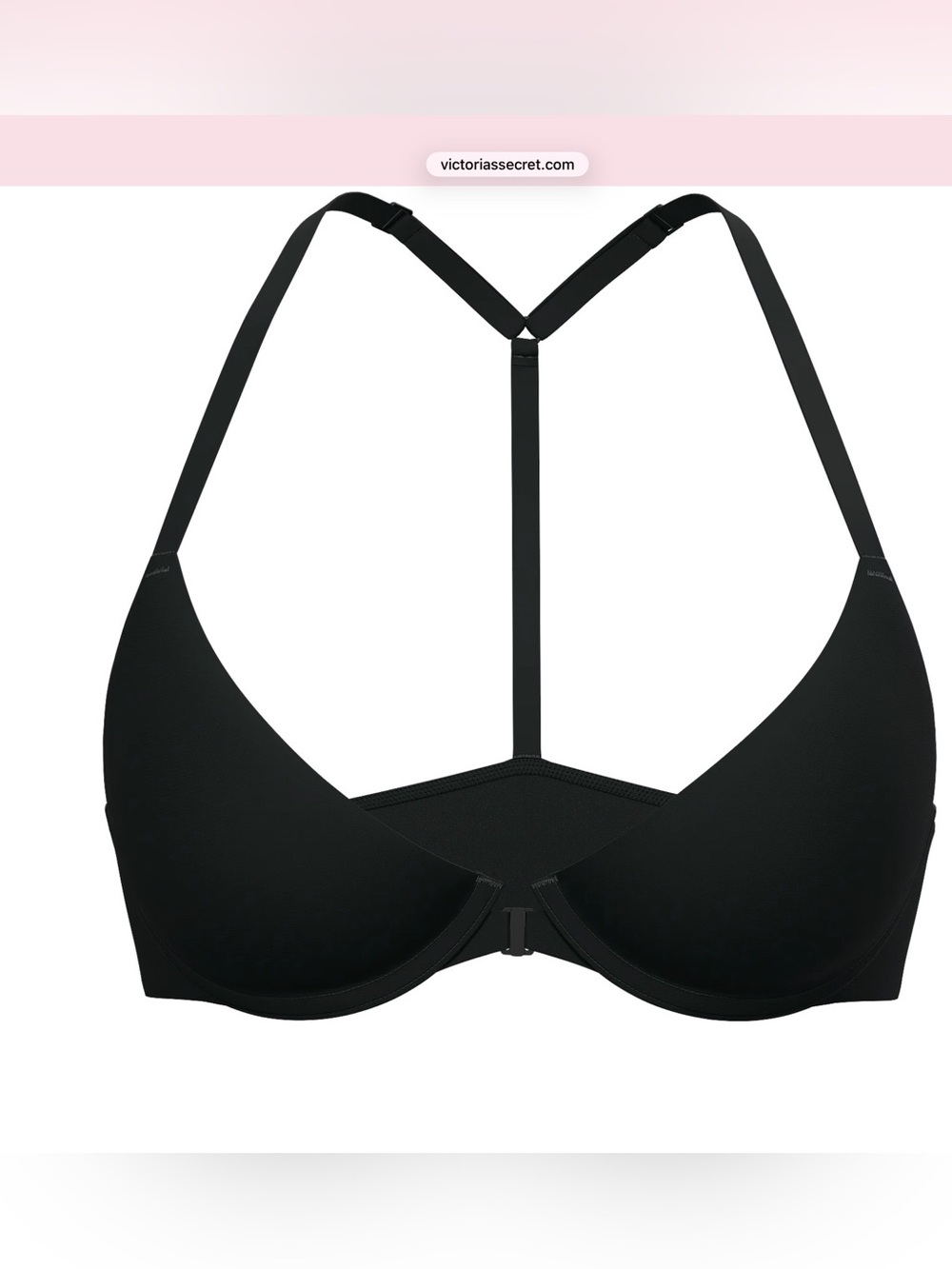 Victoria Secret PINK Black Front closure T-Back Push-Up Bra